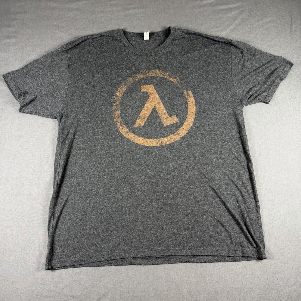 Next Level Apparel Half-Life Lambda Logo Gray T-Shirt, Size XXL